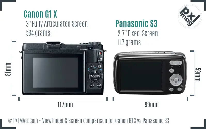Canon G1 X vs Panasonic S3 Screen and Viewfinder comparison