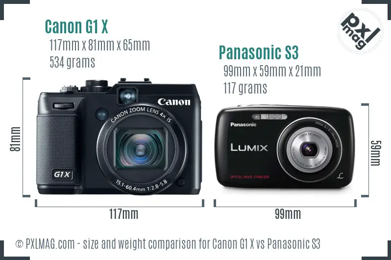 Canon G1 X vs Panasonic S3 size comparison