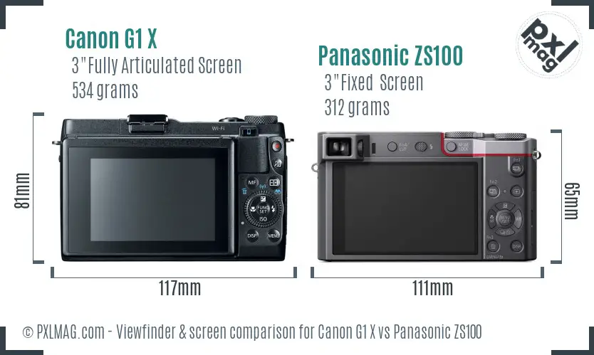 Canon G1 X vs Panasonic ZS100 Screen and Viewfinder comparison