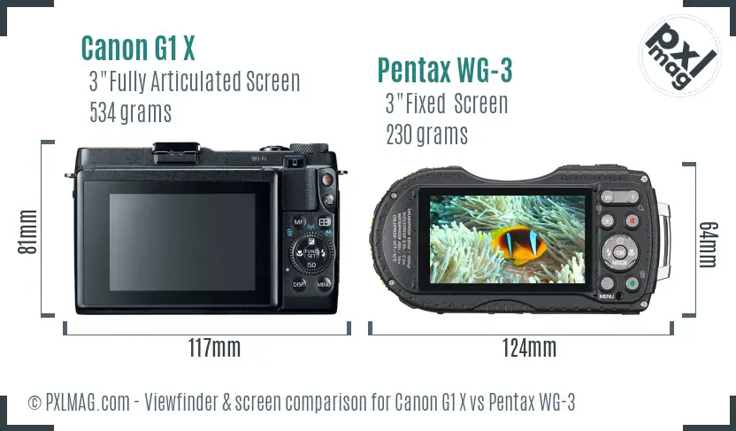 Canon G1 X vs Pentax WG-3 Screen and Viewfinder comparison