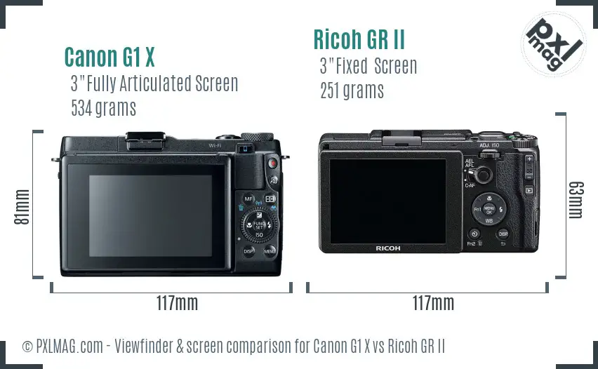 Canon G1 X vs Ricoh GR II Screen and Viewfinder comparison