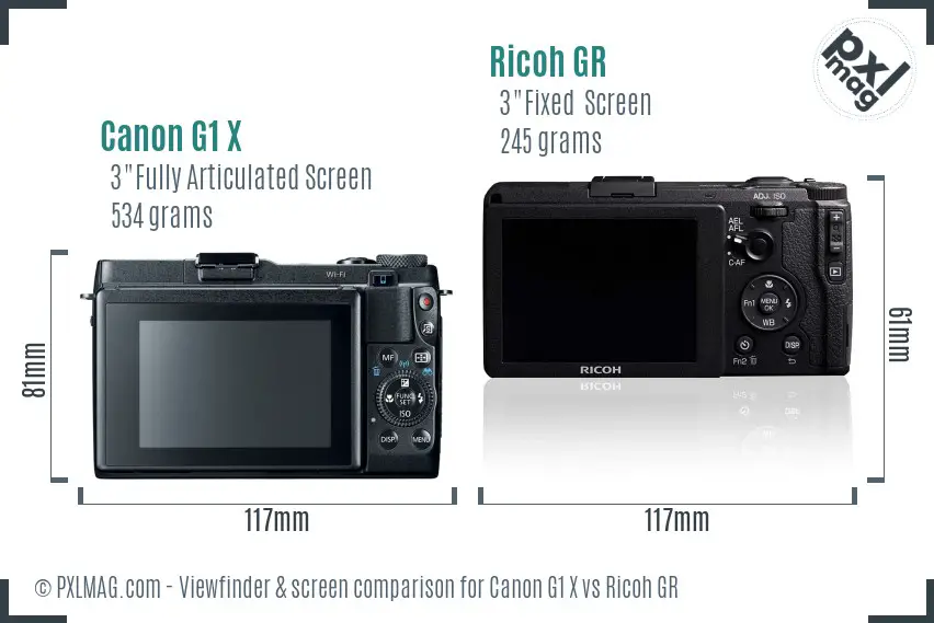 Canon G1 X vs Ricoh GR Screen and Viewfinder comparison