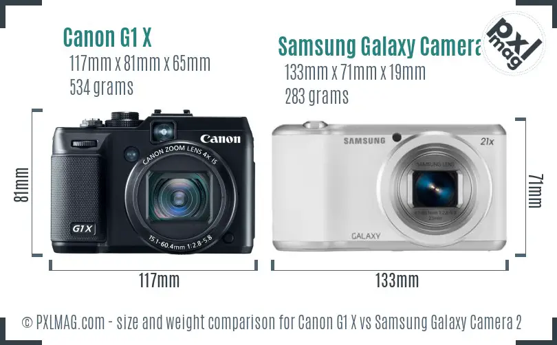 Canon G1 X vs Samsung Galaxy Camera 2 size comparison