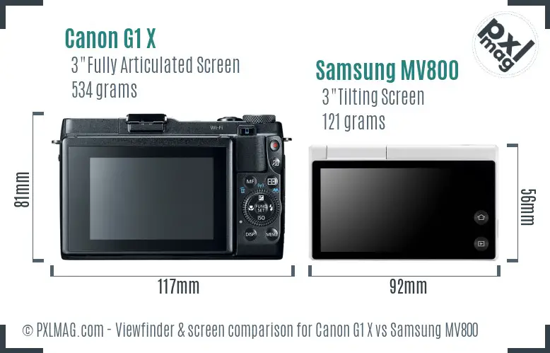 Canon G1 X vs Samsung MV800 Screen and Viewfinder comparison