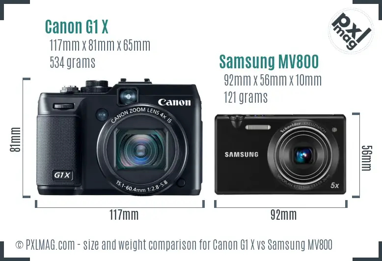 Canon G1 X vs Samsung MV800 size comparison