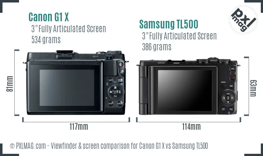 Canon G1 X vs Samsung TL500 Screen and Viewfinder comparison