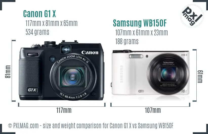 Canon G1 X vs Samsung WB150F size comparison