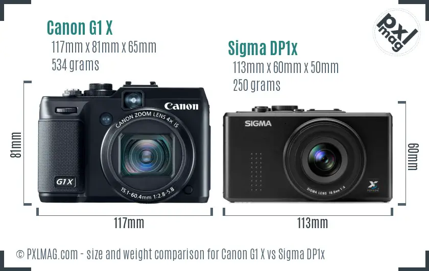 Canon G1 X vs Sigma DP1x size comparison
