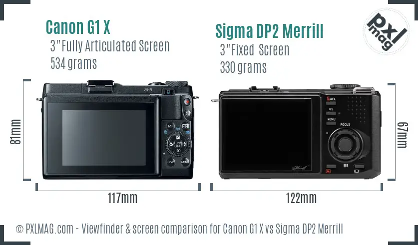 Canon G1 X vs Sigma DP2 Merrill Screen and Viewfinder comparison