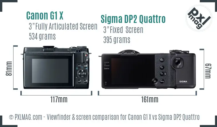 Canon G1 X vs Sigma DP2 Quattro Screen and Viewfinder comparison