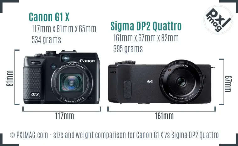 Canon G1 X vs Sigma DP2 Quattro size comparison