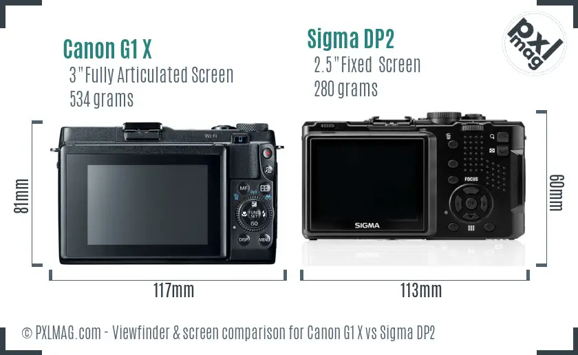 Canon G1 X vs Sigma DP2 Screen and Viewfinder comparison