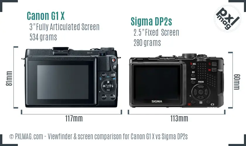 Canon G1 X vs Sigma DP2s Screen and Viewfinder comparison