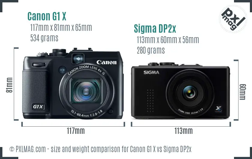 Canon G1 X vs Sigma DP2x size comparison