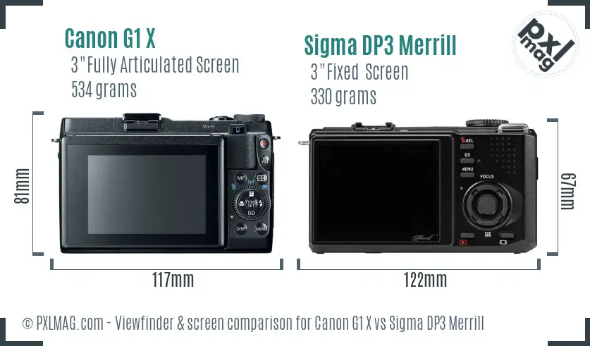 Canon G1 X vs Sigma DP3 Merrill Screen and Viewfinder comparison