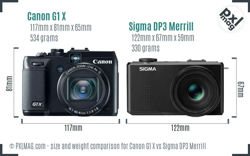 Canon G1 X vs Sigma DP3 Merrill size comparison