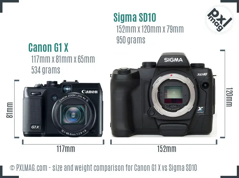 Canon G1 X vs Sigma SD10 size comparison