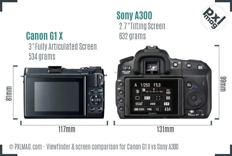 Canon G1 X vs Sony A300 Screen and Viewfinder comparison Canon G1 X vs Sony A300 Screen and Viewfinder comparison