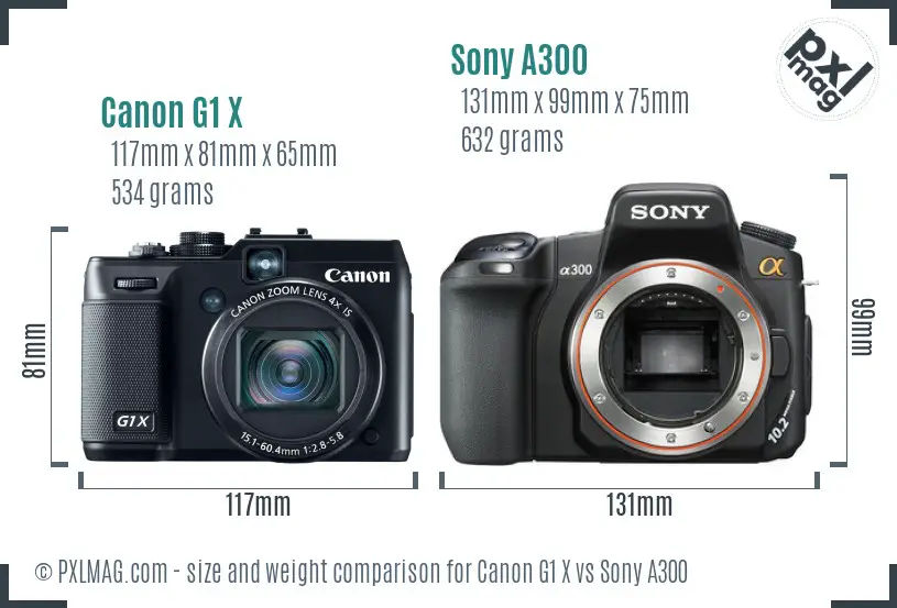 Canon G1 X vs Sony A300 size comparison Canon G1 X vs Sony A300 size comparison