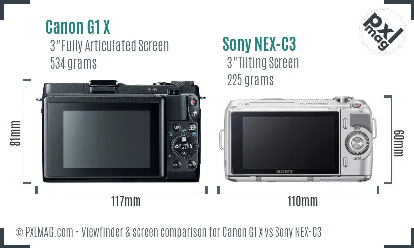 Canon G1 X vs Sony NEX-C3 Screen and Viewfinder comparison Canon G1 X vs Sony NEX-C3 Screen and Viewfinder comparison