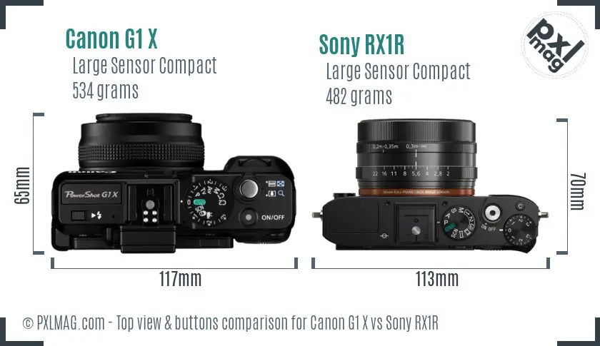 Canon G1 X vs Sony RX1R top view buttons comparison