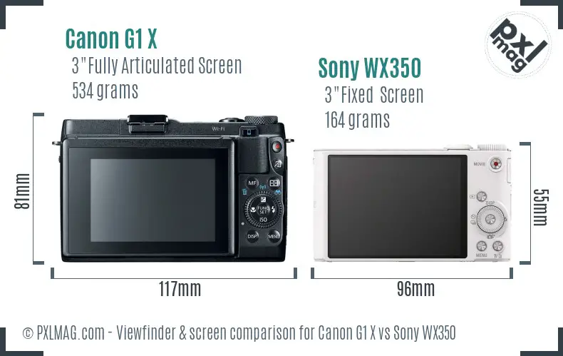 Canon G1 X vs Sony WX350 Screen and Viewfinder comparison