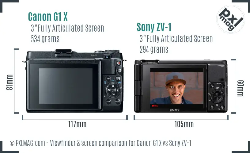 Canon G1 X vs Sony ZV-1 Screen and Viewfinder comparison