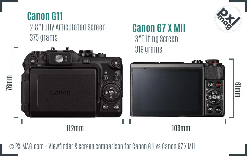 Canon G11 vs Canon G7 X MII Screen and Viewfinder comparison Canon G11 vs Canon G7 X MII Screen and Viewfinder comparison