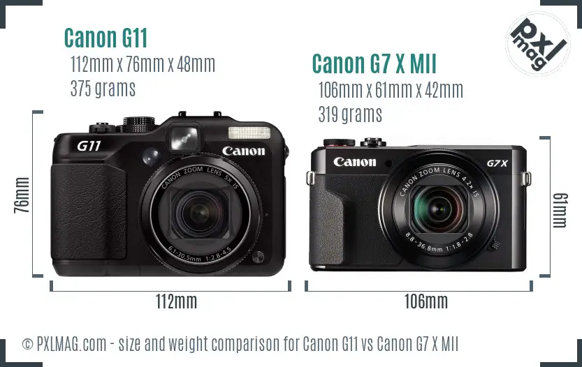 Canon G11 vs Canon G7 X MII size comparison Canon G11 vs Canon G7 X MII size comparison