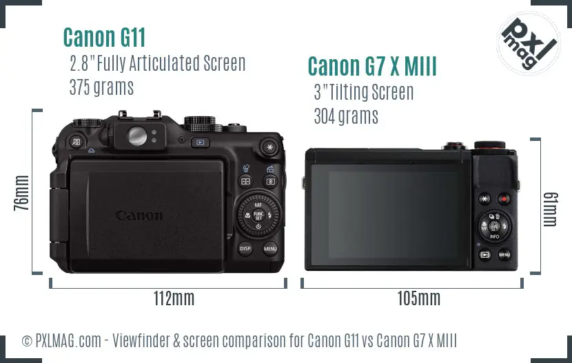 Canon G11 vs Canon G7 X MIII Screen and Viewfinder comparison Canon G11 vs Canon G7 X MIII Screen and Viewfinder comparison