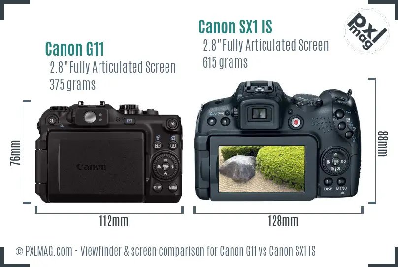 Canon G11 vs Canon SX1 IS Screen and Viewfinder comparison Canon G11 vs Canon SX1 IS Screen and Viewfinder comparison