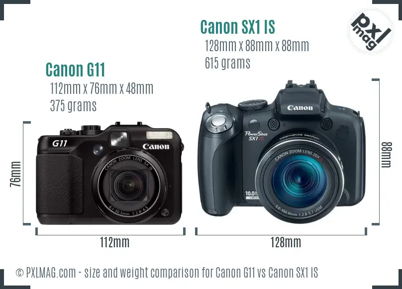 Canon G11 vs Canon SX1 IS size comparison Canon G11 vs Canon SX1 IS size comparison
