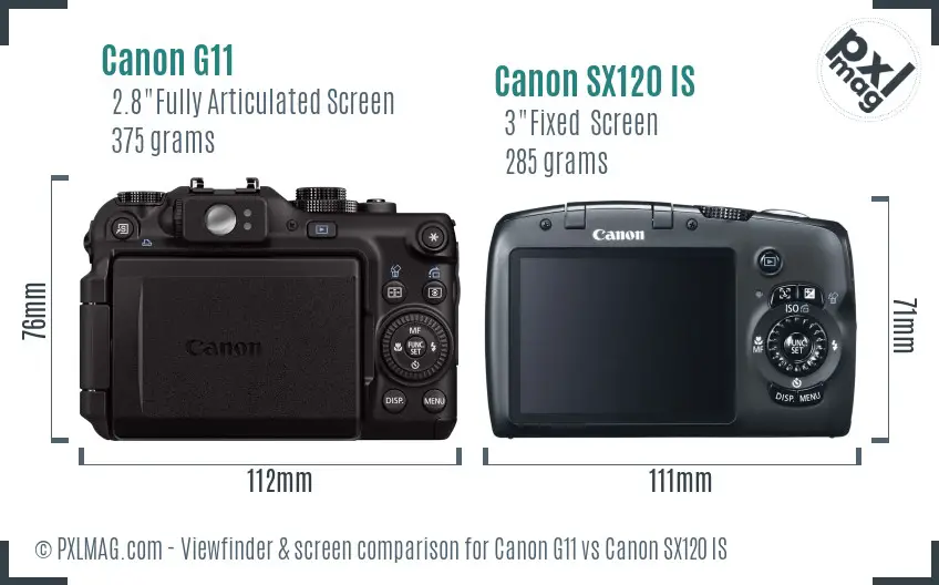 Canon G11 vs Canon SX120 IS Screen and Viewfinder comparison Canon G11 vs Canon SX120 IS Screen and Viewfinder comparison