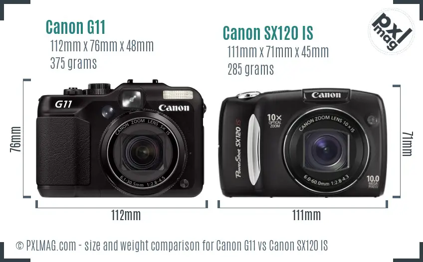 Canon G11 vs Canon SX120 IS size comparison Canon G11 vs Canon SX120 IS size comparison