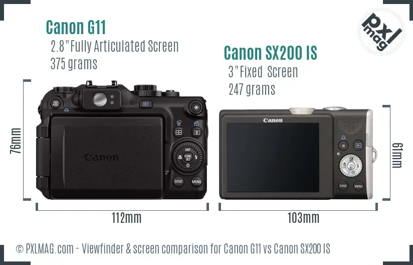 Canon G11 vs Canon SX200 IS Screen and Viewfinder comparison Canon G11 vs Canon SX200 IS Screen and Viewfinder comparison
