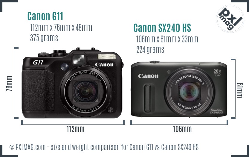 Canon G11 vs Canon SX240 HS size comparison