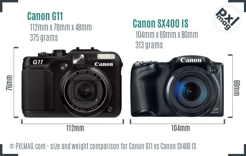 Canon G11 vs Canon SX400 IS size comparison