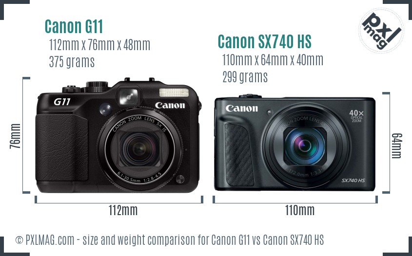 Canon G11 vs Canon SX740 HS size comparison Canon G11 vs Canon SX740 HS size comparison