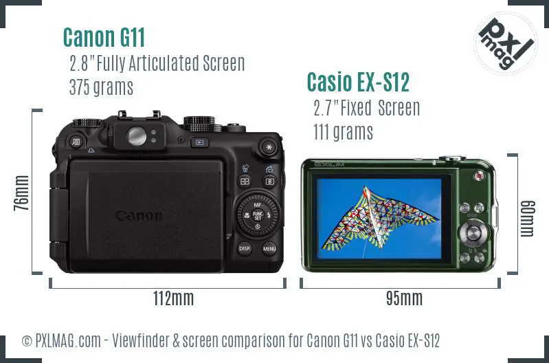 Canon G11 vs Casio EX-S12 Screen and Viewfinder comparison Canon G11 vs Casio EX-S12 Screen and Viewfinder comparison