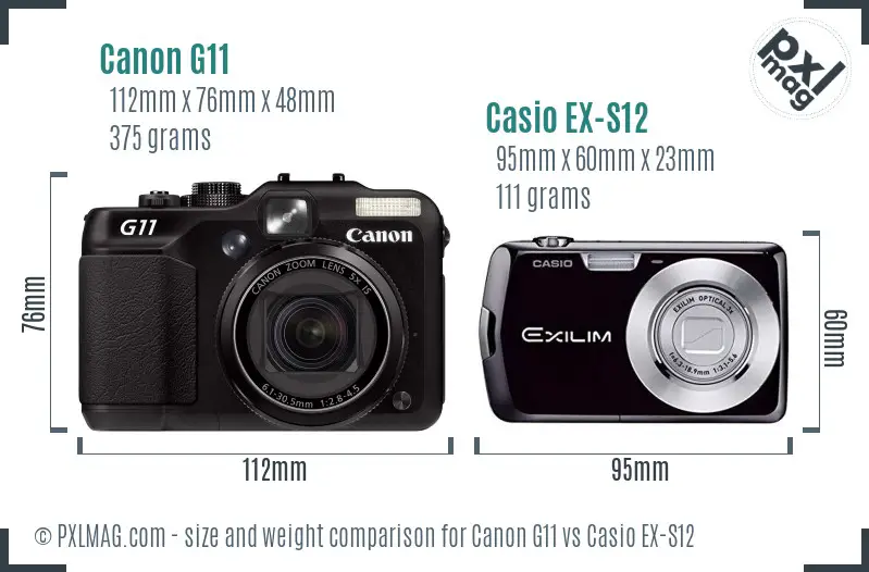 Canon G11 vs Casio EX-S12 size comparison Canon G11 vs Casio EX-S12 size comparison