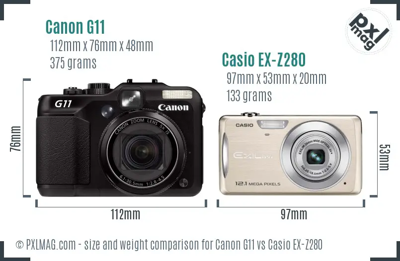 Canon G11 vs Casio EX-Z280 size comparison