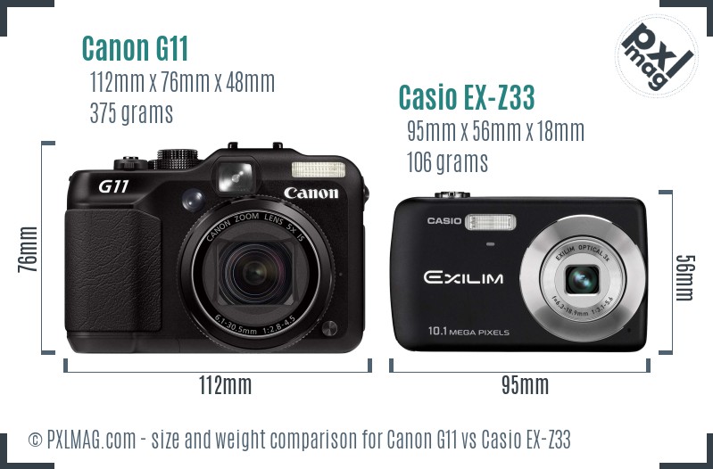 Canon G11 vs Casio EX-Z33 size comparison Canon G11 vs Casio EX-Z33 size comparison