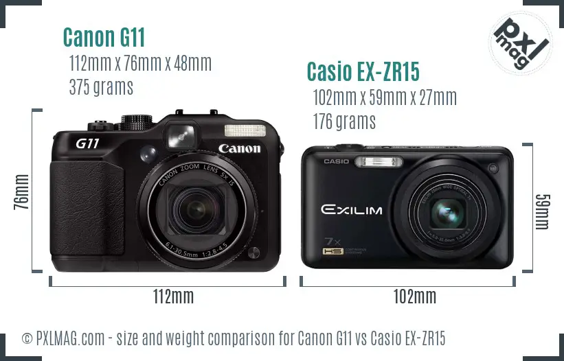 Canon G11 vs Casio EX-ZR15 size comparison Canon G11 vs Casio EX-ZR15 size comparison