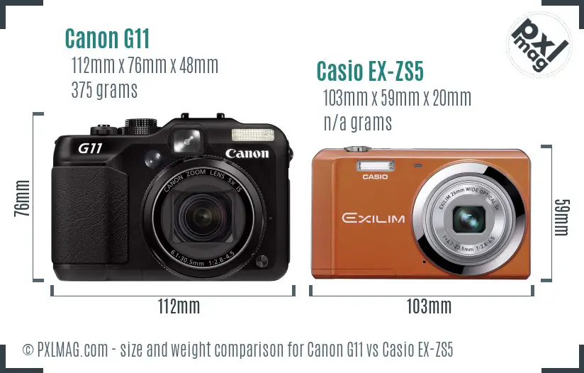 Canon G11 vs Casio EX-ZS5 size comparison Canon G11 vs Casio EX-ZS5 size comparison