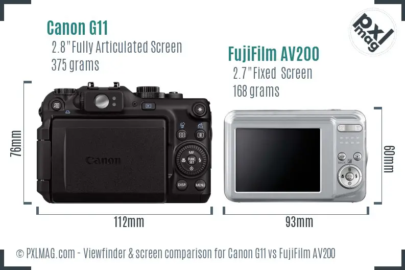 Canon G11 vs FujiFilm AV200 Screen and Viewfinder comparison Canon G11 vs FujiFilm AV200 Screen and Viewfinder comparison