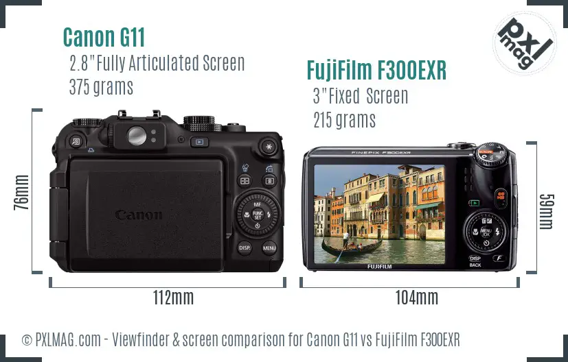 Canon G11 vs FujiFilm F300EXR Screen and Viewfinder comparison Canon G11 vs FujiFilm F300EXR Screen and Viewfinder comparison