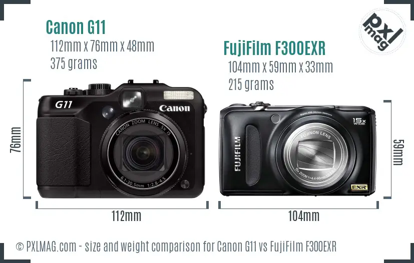 Canon G11 vs FujiFilm F300EXR size comparison Canon G11 vs FujiFilm F300EXR size comparison