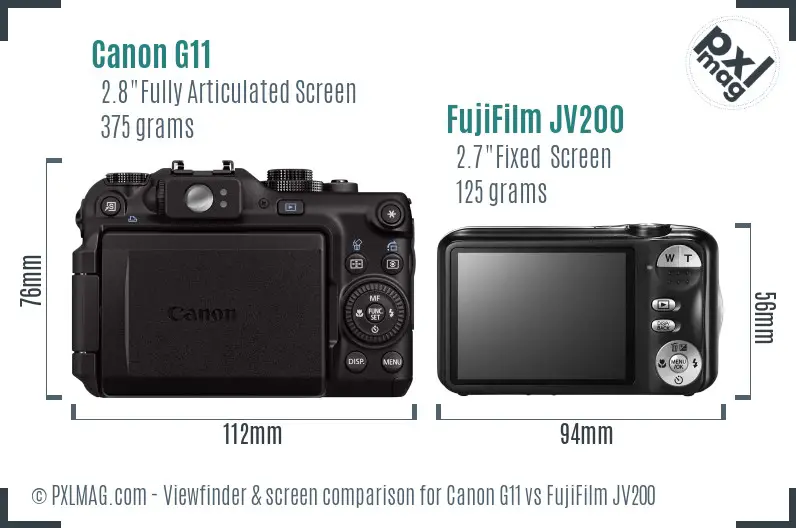 Canon G11 vs FujiFilm JV200 Screen and Viewfinder comparison