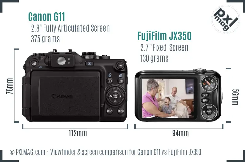 Canon G11 vs FujiFilm JX350 Screen and Viewfinder comparison Canon G11 vs FujiFilm JX350 Screen and Viewfinder comparison