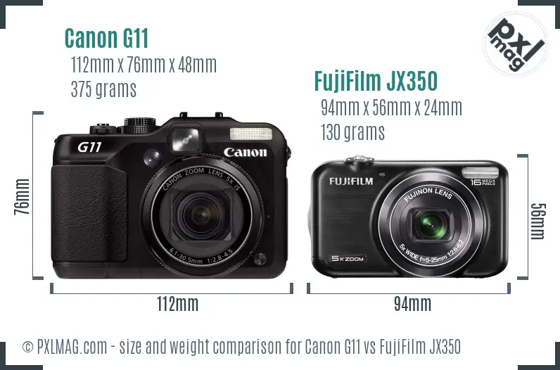 Canon G11 vs FujiFilm JX350 size comparison Canon G11 vs FujiFilm JX350 size comparison